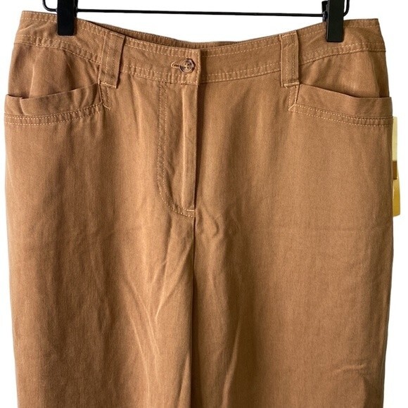 Coldwater Creek Wide Leg High Rise Soft Drape Pants 100% Tencel Flap Back Pocket - Picture 2 of 14